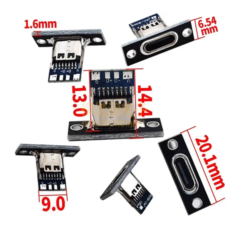 5/20Pcs USB Jack 3.1 Type-C 2Pin 4Pin Female Connector Jack Data Charging Port Small Electrical Charging Base with Fixing Pl…