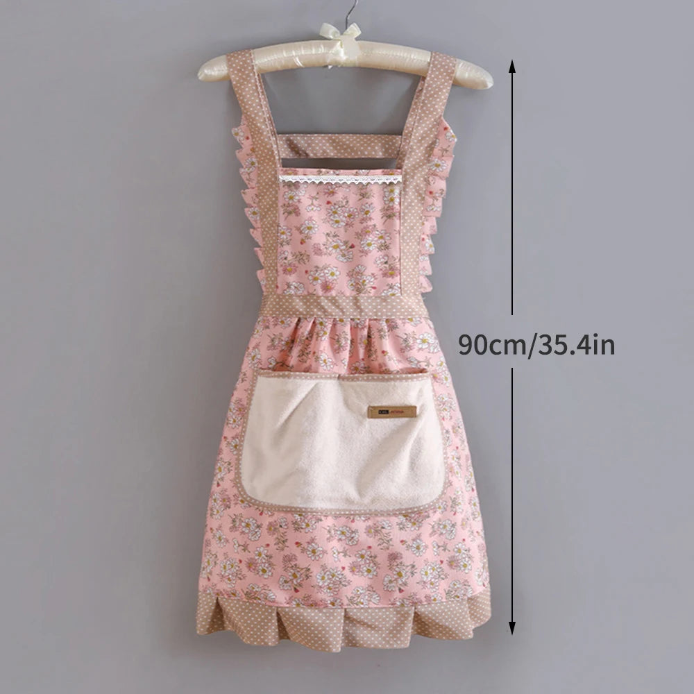 1 Piece For Women's Floral Home Apron With Pocket, Adjustable Apron For Kitchen, Cooking, Baking, Grilling, Chef's Apron - i…