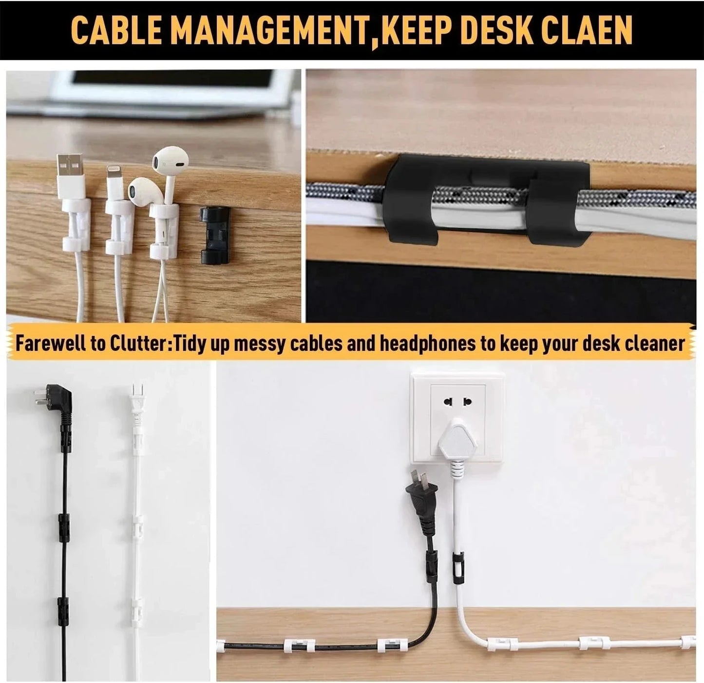 Cable Clips Organizer Drop Wire Holder Cord Management Self-Adhesive Cable Manager Fixed Clamp Wire Winder For Home Office C…