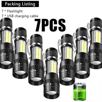 USB Rechargeable Mini Flashlight COB+XPE Portable Built-in Battery Zoomable Small Torch 3 Mode Camping Emergency Flashlights…