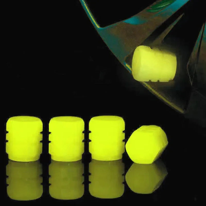 Luminous Valve Caps Fluorescent Night Car Tire Valve Caps Motorcycle Bike Glowing Decor Wheel Nozzles Tyre Cap Car Accessori…