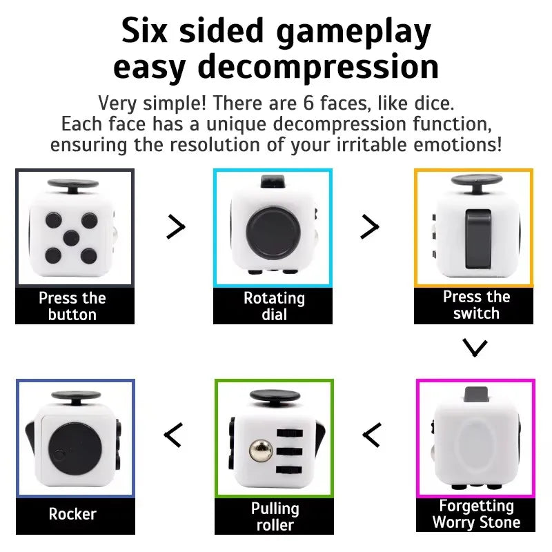 Fidget Cube Antistress Hand Spinner Decompression Toy for Autism ADHD Anxiety Sensory Toys for Kids Adults Stress Relief Toy…