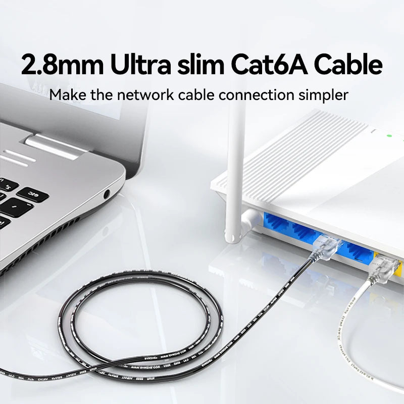 SAMZHE Slim Cat6A RJ45 Internet Cable High Speed 10Gbps 31AWG Support Cat8 Cat7 Network LAN Computer Patch Cable for PC & Ga…
