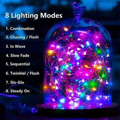 Fairy Lights Solar Garden Lights String Lights with 8 Modes Waterproof Wire Lights for Patio Yard Trees Christmas Party - im…