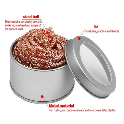 Cleaning Ball Desoldering Soldering Iron Mesh Filter Cleaning Nozzle Tip Copper Wire Cleaner Ball Metal Dross Box Clean Ball…