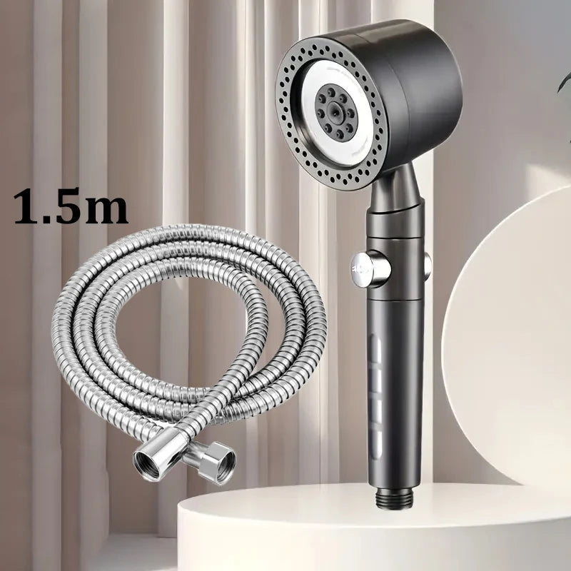 New High Pressure Water Saving Filter Shower Head 5 Modes Handheld Shower Head One Button Stop Bathroom Accessories Set - im…