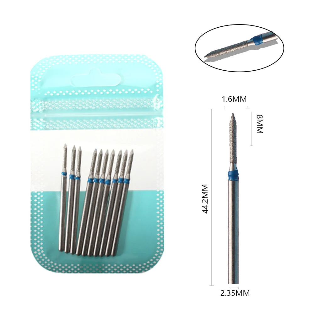 10pcs Diamond Milling Cutter Nail Drill Bits Set For Manicure Accessory Pedicure Eletric Machine Nail Bit Brush Burr Tools -…