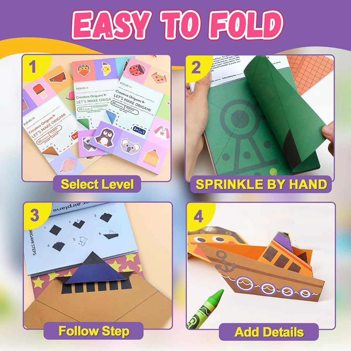Origami Kit 30/96 Sheets Origami Paper Craft Guiding Book DIY Art Craft Projects Supplies for Beginners Children Kids Boys G…