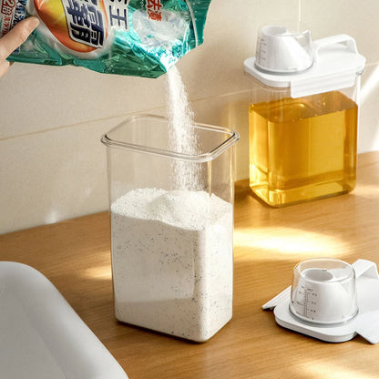 1100/1800/2300Ml Refillable Laundry Detergent Dispenser Empty Tank for Powder Softener Bleach Storage Container with Labels…
