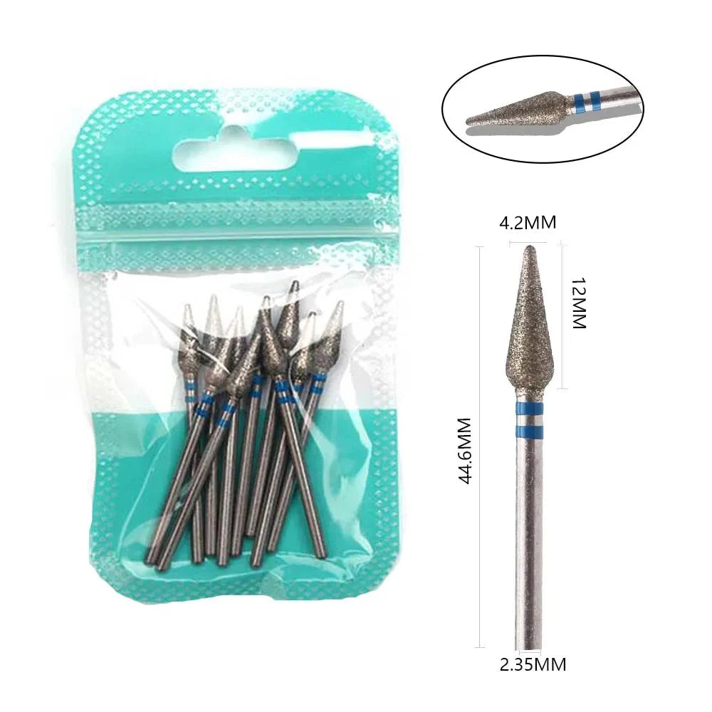 10pcs Diamond Milling Cutter Nail Drill Bits Set For Manicure Accessory Pedicure Eletric Machine Nail Bit Brush Burr Tools -…
