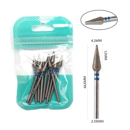 10pcs Diamond Milling Cutter Nail Drill Bits Set For Manicure Accessory Pedicure Eletric Machine Nail Bit Brush Burr Tools -…