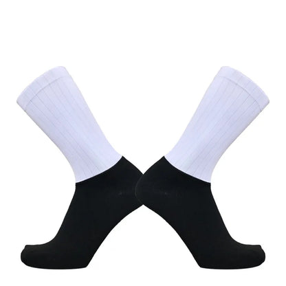Aero Cycling Summer Anti Socks Whiteline Slip Silicone Socks Men Bicycle Sport Running Bike Socks Calcetines Ciclismo - imag…