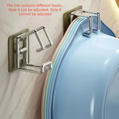 1/2/4/6Pcs Stainless Steel Washbasin Hook Multifunction Punch-free Kitchen Bathroom Rack Basin Storage Rack Towel Hanging Ho…