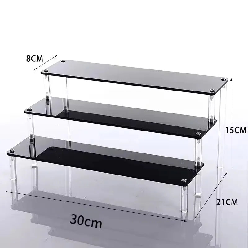1-5 Tier Acrylic Display Stand Clear Display Riser Rack for Cupcake Perfume Doll Décor Organizer Amiibo Funko POP Figures DC…