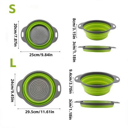 Silicone Folding Drain Basket Fruit Vegetable Washing Basket Foldable Strainer Colander Collapsible Drainer Kitchen Storage…