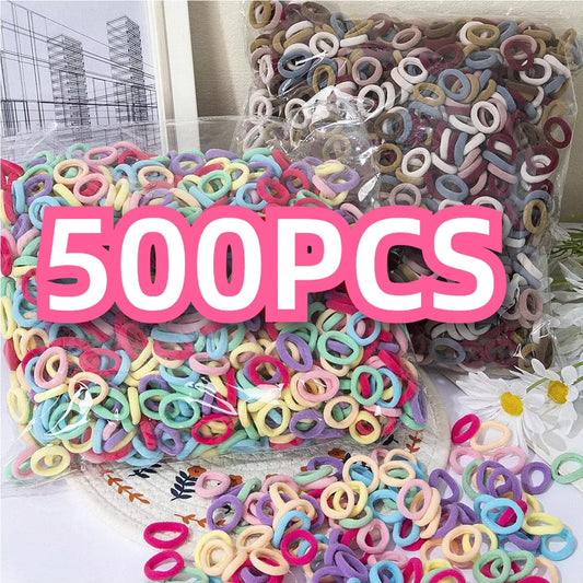 100/300/500 pcs Girls Colorful Elastic Hair Bands Ponytail Hold Hair Tie Rubber Bands Scrunchie Hair Accessories Bands for G…