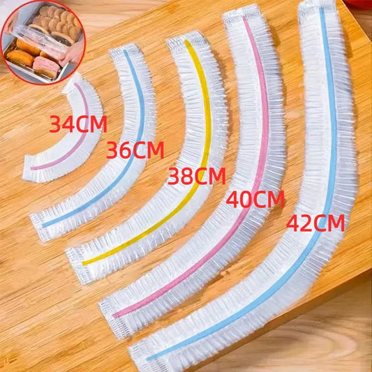 Colorful Disposable Food Cover Dust Food Grade Fresh Lids Elastic Plastic Wrap Shower Cap Fruit Food Cover Fresh Keeping Bag