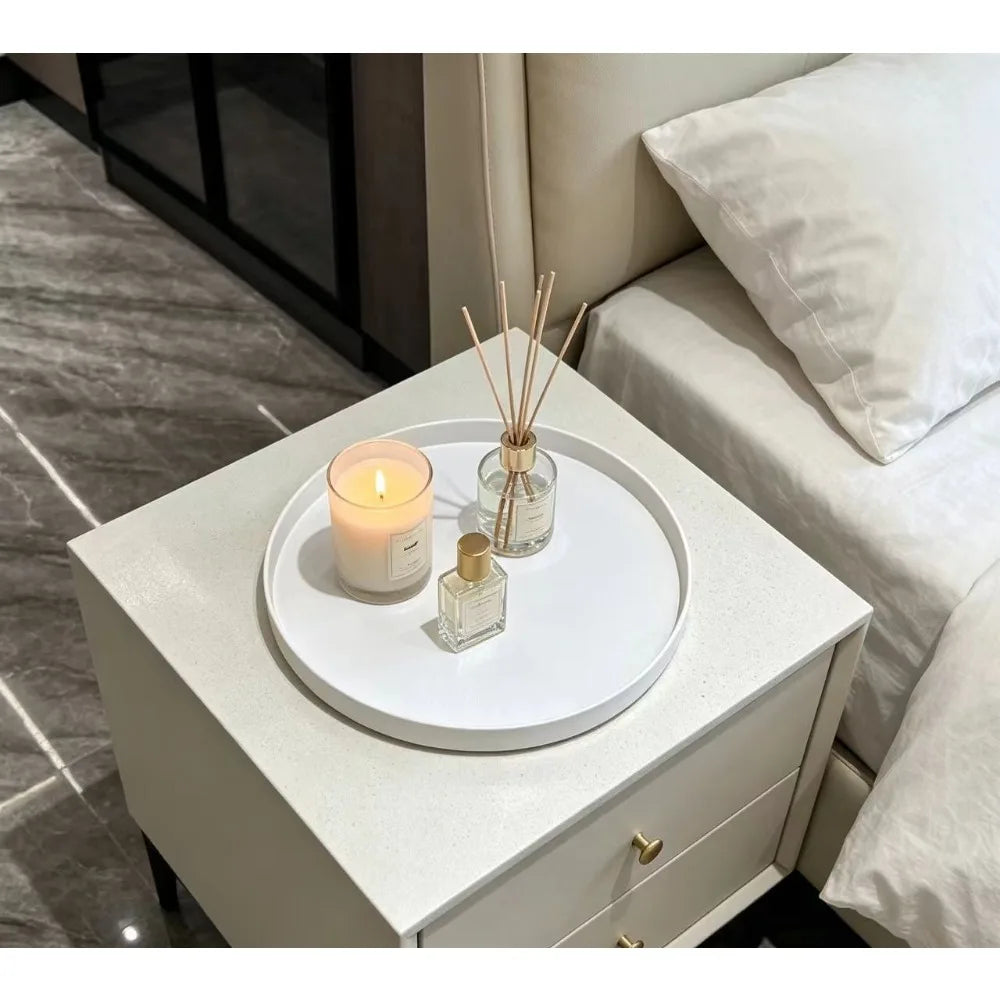 (white) Cabinet Organizer Kitchen Bathroom Cosmetic Turntable Storage Tray Non-Slip Spice Round Rack Plate - image 4