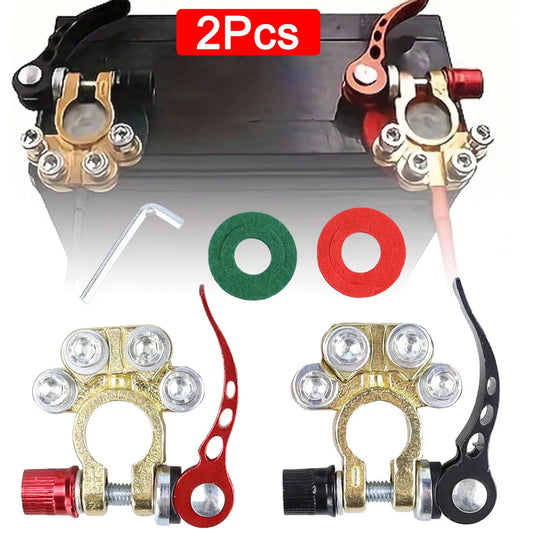 2Pcs Car Battery Terminal Connectors Quick Release Disconnect 12V 24V Positive Negative Battery Cable Ends for SAE/JIS Type…