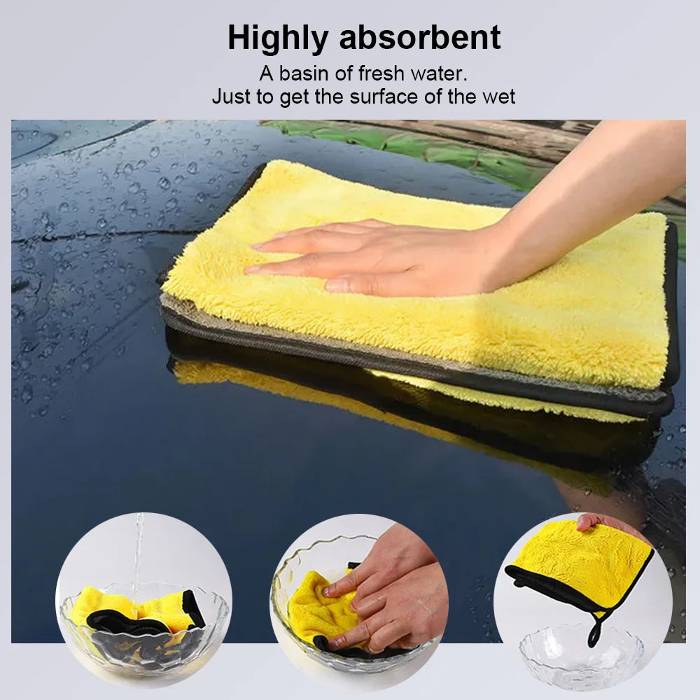 Car Wash Microfiber Towel 30x30/60CM Car Cleaning Drying Cloth Hemming Car Care Cloth Detailing Car Wash Towel - image 3
