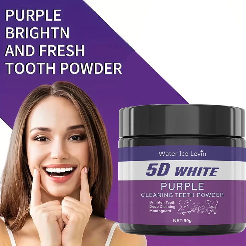 Purple Tooth Cleaning Powder - Sulfate-Free, Deep Cleaning and Polishing, Whitens Teeth in 5 Days, Portable for Daily Use an…