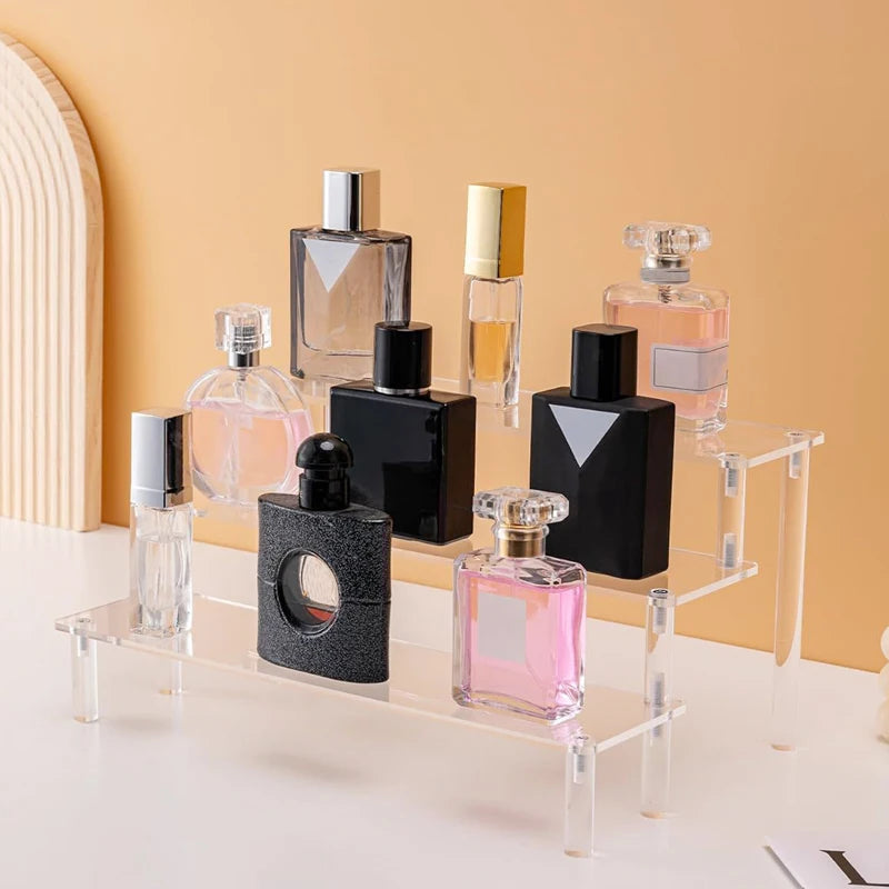 1-4 Tier Acrylic Display Stand Durable Display Rack For Cupcake Perfume Doll Transparent Trapezoidal Blind Box Storage Shelf…