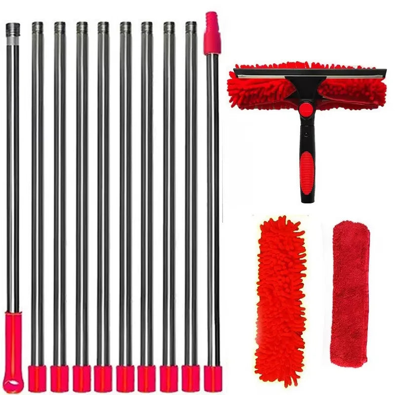 Window Squeegee Cleaner Tool Kit with Long Handle Telescopic Long Handle Squeegee Kit for Glass Scrubber Cleaning Equipment…