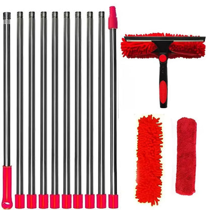 Window Squeegee Cleaner Tool Kit with Long Handle Telescopic Long Handle Squeegee Kit for Glass Scrubber Cleaning Equipment…