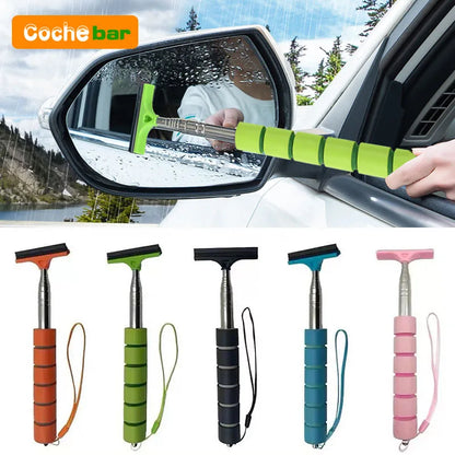 Car Rearview Mirror Wiper Cleaning Tool Auto Glass Mist Cleaner Scraper Car Accessories Handle Telescopic Window Cleaning Br…