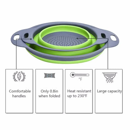 2PCS Silicone Folding Drainer Basket Fruit Vegetable Foldable Colander Kitchen Strainer for Food Pasta Kitchenware Drain Dev…