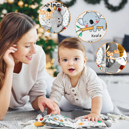 Soft Baby Books 3D Touch Feel High Contrast Cloth Book Sensory Early Learning Stroller Toys for Infant Toddler Gifts 0-12 Mo…
