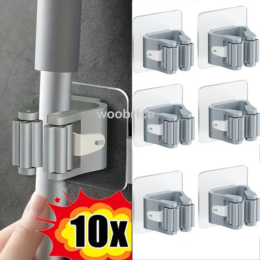 Mop Holder Self-adhesive Broom Stand Wall Mounted Mop Support Sweeping Brush Hook Storage Organizer Bathroom Kitchen Accesso…