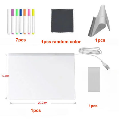Light Up Acrylic Message Board Rewritable DIY Children's Glowing Drawing Board Message Lamp With 7 Colorful Pens - image 8
