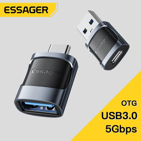 Essager USB 3.0 To Type C OTG Adapter USB A Type C Male To Micro Type C USB A Female Converter For Macbook Laptops Card Read…