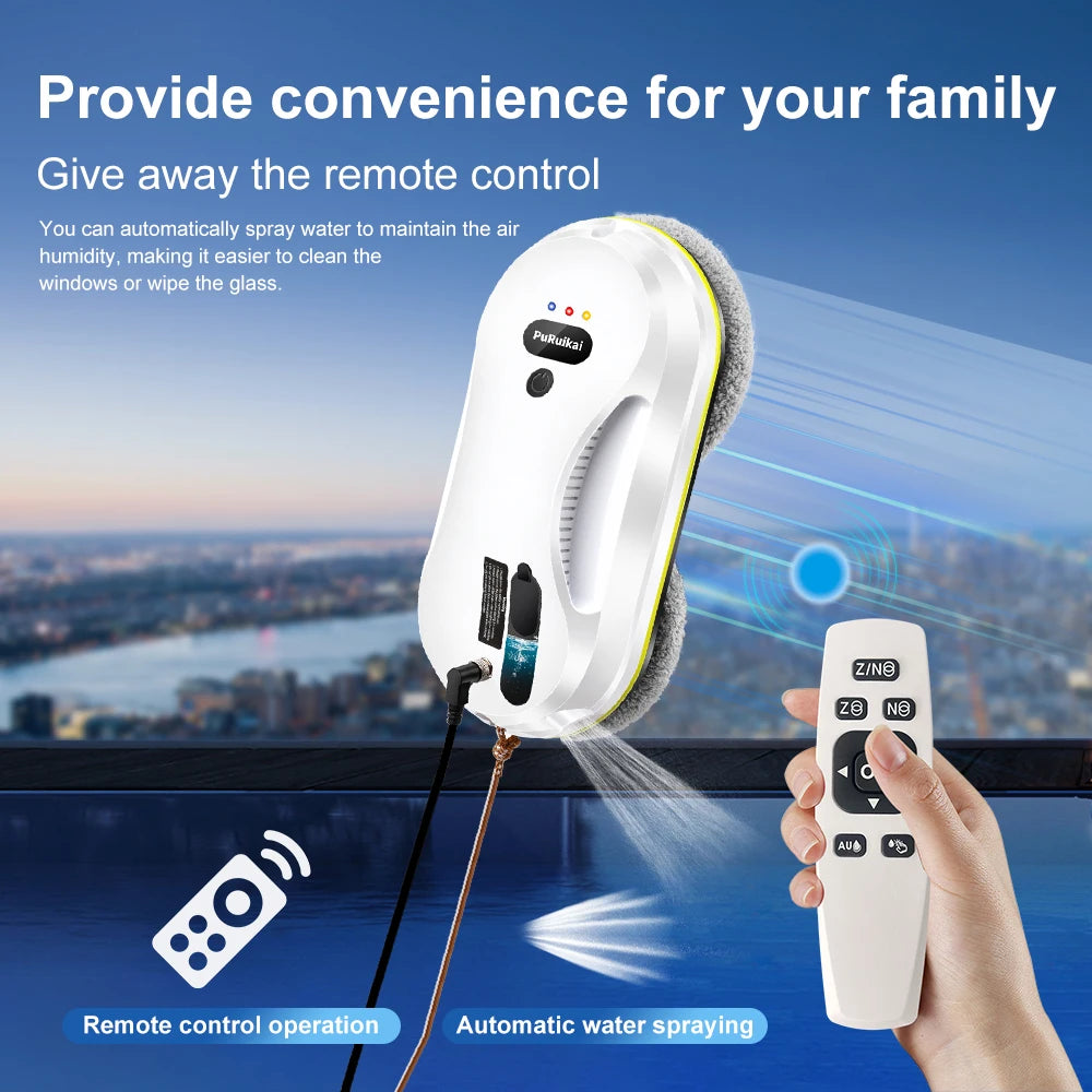 PuRuiKai Household Window Automatic Water Spray Cleaning Robot,With Intelligent Edge Detection System,Robot Glass Cleaner -…