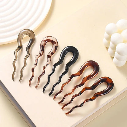 U-Shaped Hair Fork Fashion Tortoiseshell Acetate Acrylic Hairpin Geometric Headwear Hair Sticks Women Girls Hair Accessories…