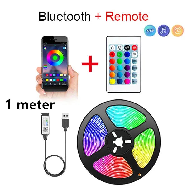 Bluetooth LED Strip Lights Smart SMD 5050 APP Remote Control Flexible Ribbon Diode Lamp Tape TV Backlights Game Room Home De…