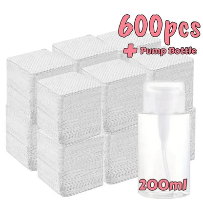20/600pcs Lint-Free Nail Wipes Gel Cleansing Tissues Aluminum-Free Nail Polish Remover Pads for NaiArt Beauty Cleaning Care…