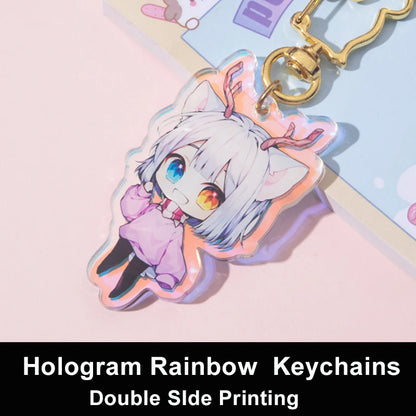 Personalized Keychains Designer Custom Cartoon Llavero Key Chain Photo Customized Anime Charms Hologram Clear Acrylic Key Ri…
