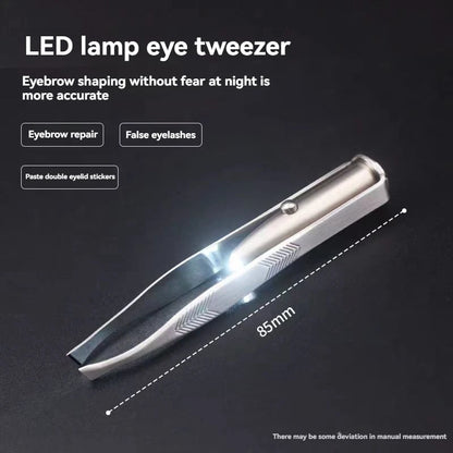 1PC Portable Stainless Steel Eyebrow Tweezer with Smart LED Light - Makeup Removal Tool - image 5