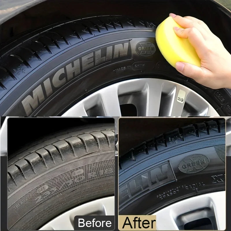 Black Shiny Tire Wax 30g - Durable, Long-Lasting Protection and Repair for All Kinds of Tires - Prevents Cracks and Whitens…