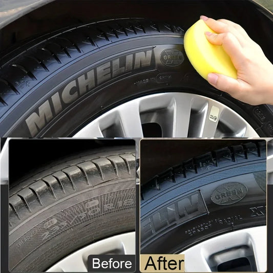 Black Shiny Tire Wax 30g - Durable, Long-Lasting Protection and Repair for All Kinds of Tires - Prevents Cracks and Whitens…