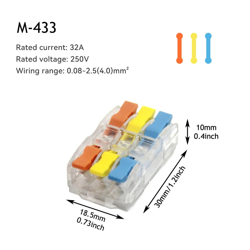 10/50 PCS Mini Fast Wiring Connectors Universal Compact Lever Crimp Splitter Electrical Conductors Push-in Home Terminal Blo…