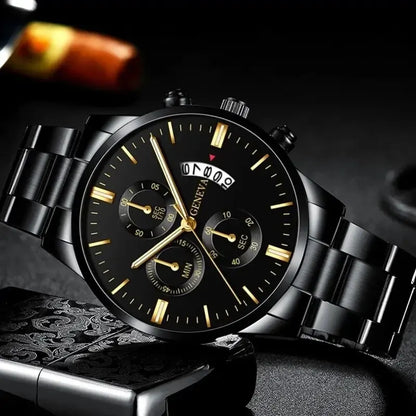 Fashion Men Stainless Steel Watch Luxury Calendar Quartz Wrist Watch Mens Business Watches for Man Clock Montre Homme - imag…
