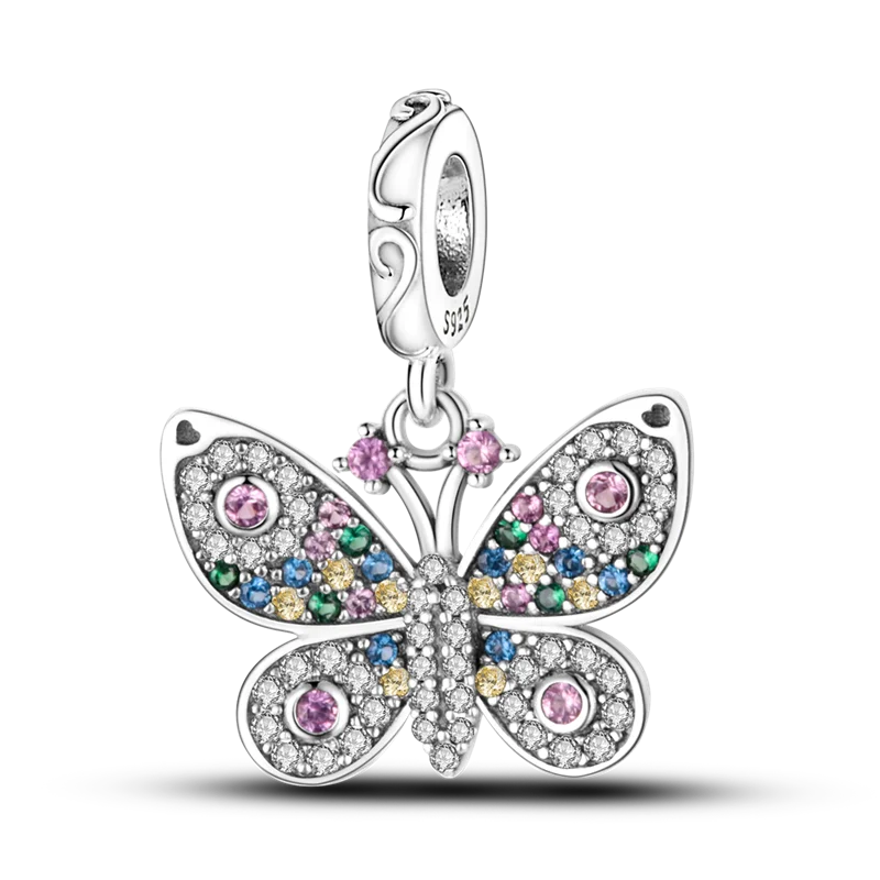 2026 Hot Sale Charms Bead 925 Sterling Silver Pink Butterfly Luminous Firefly Dangle Fit Bangle Bracelet Necklace DIY Jewelr…