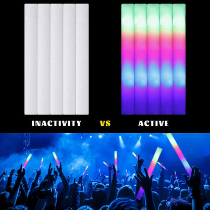 15/30Pcs LED Glow Sticks Bulk Colorful RGB Glow Foam Stick Cheer Tube Dark Light for Xmas Birthday Wedding Party Supplies -…