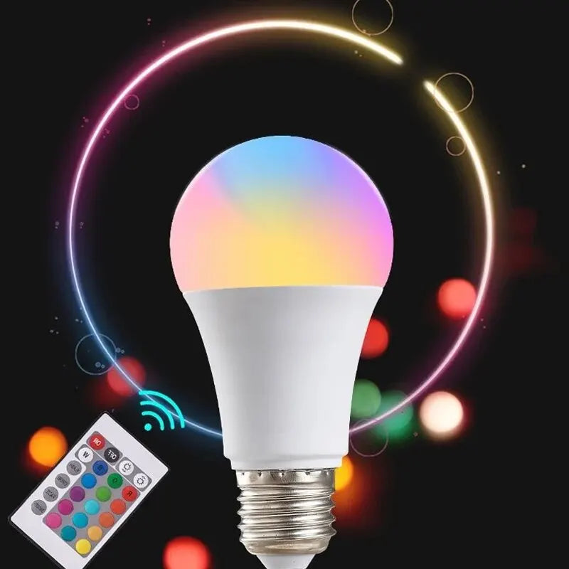 16 Colors RGB Bulb LED Multicolor Bulb E27 220V Household Lighting Dimmable 24 Key Remote Control Smart Lamp Atmosphere Ligh…
