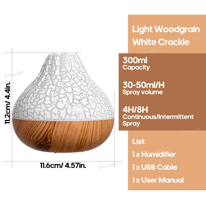 Volcano Air Humidifier 300ml Desktop USB Water Mist Diffuser Purifier Air Freshener Nebulizer with Colorful Ambient Night Li…