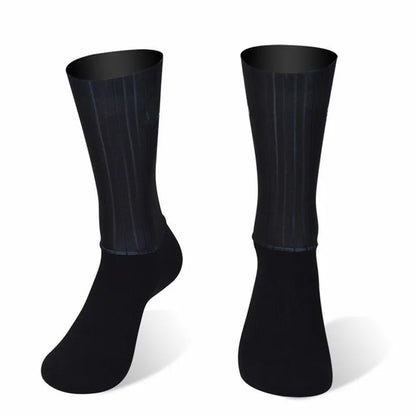 Aero Cycling Summer Anti Socks Whiteline Slip Silicone Socks Men Bicycle Sport Running Bike Socks Calcetines Ciclismo - imag…