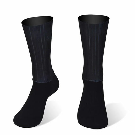 Aero Cycling Summer Anti Socks Whiteline Slip Silicone Socks Men Bicycle Sport Running Bike Socks Calcetines Ciclismo - imag…